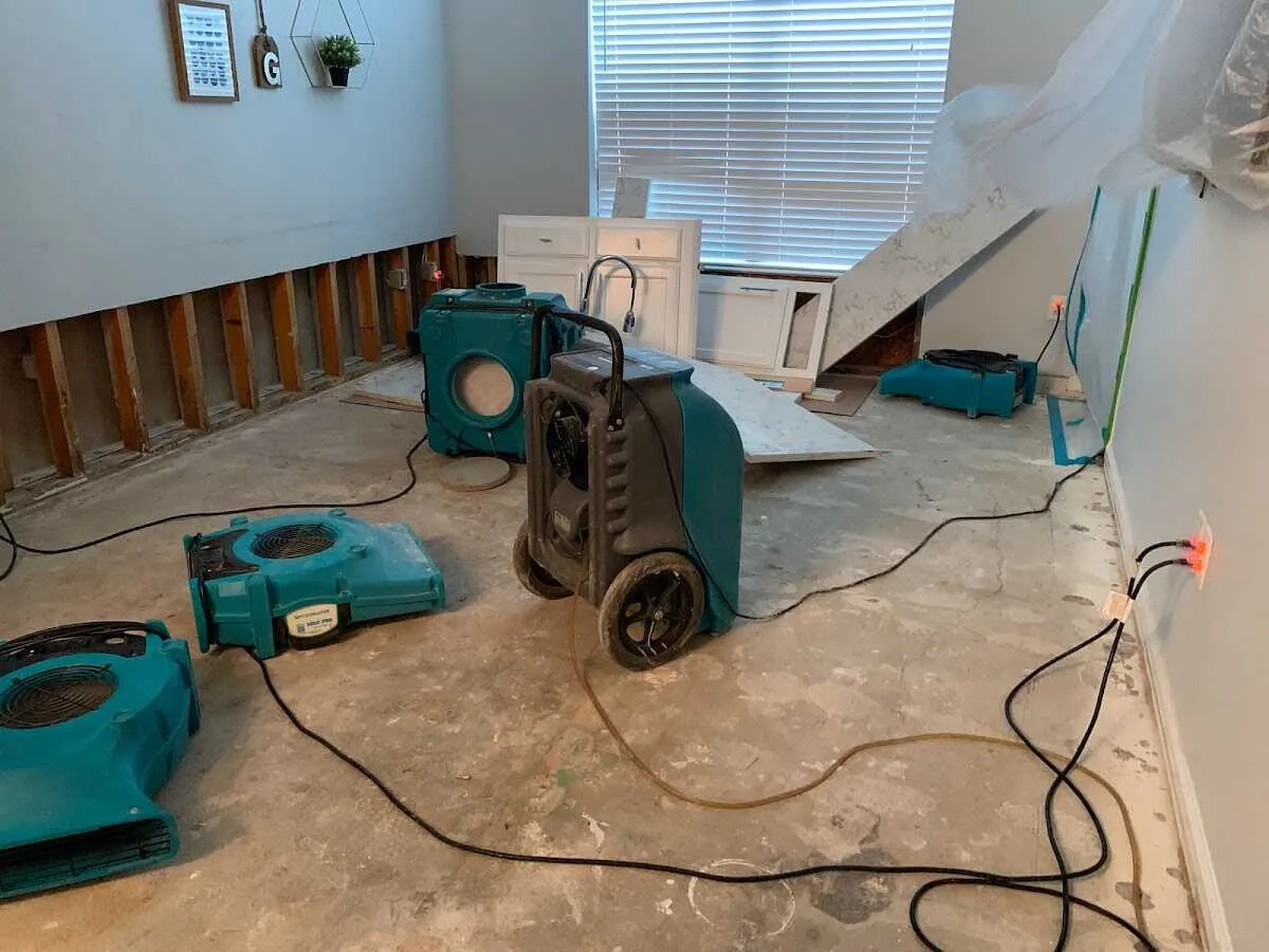 Dehumidifier in flood-cut room for Water Damage Restoration in Marina del Rey